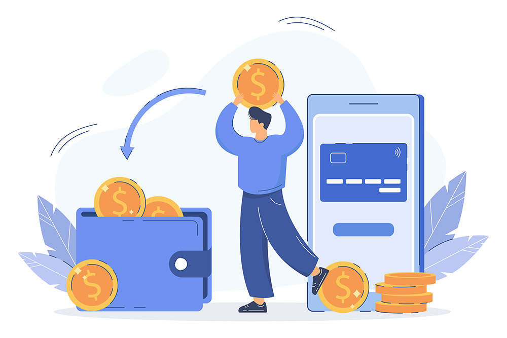 Man paying online and receiving cashback to wallet Mybizlelive Technologies has become an affordable web developer and digital marketing solution provider in Qatar and UAE